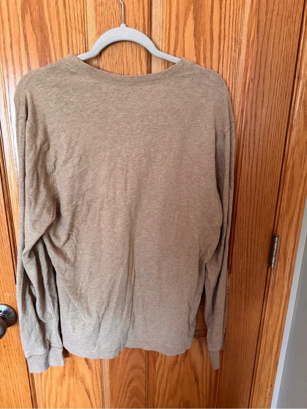 J. Crew Men’s V-Neck Henley Sweater in Tan